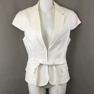 7th Ave NY & Co Blazer Linen Blend White Size M